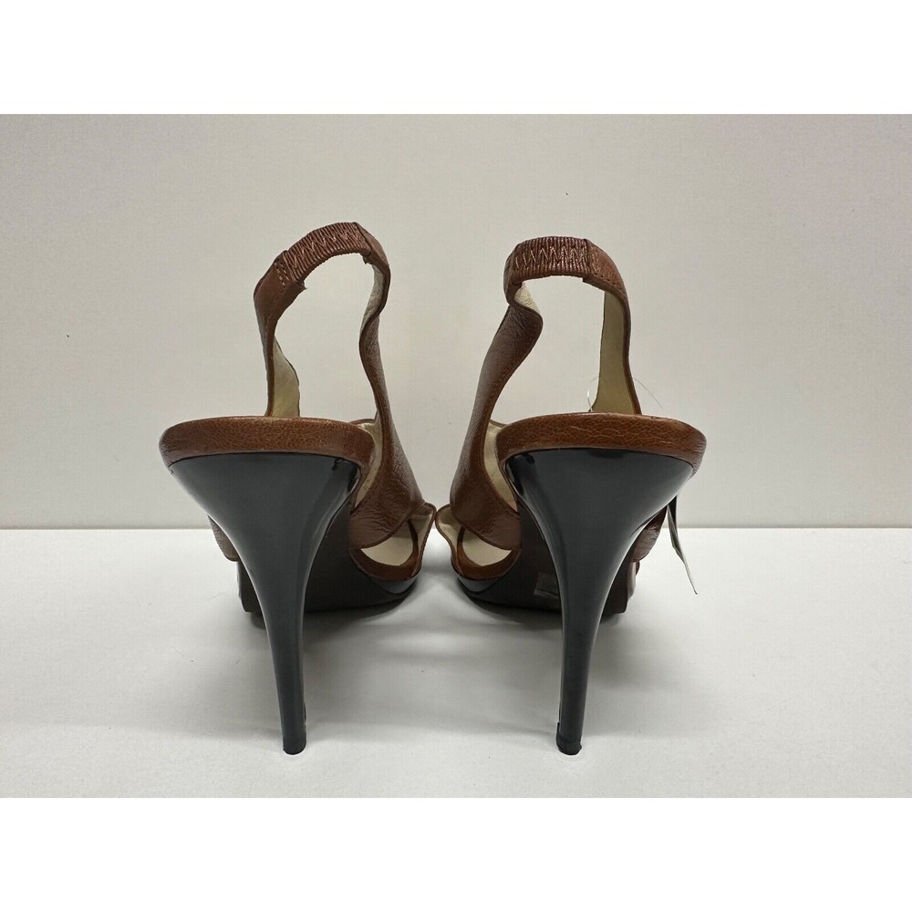 Michael Kors women size 9 M high heel brown leather slingback sandals - Picture 9 of 13